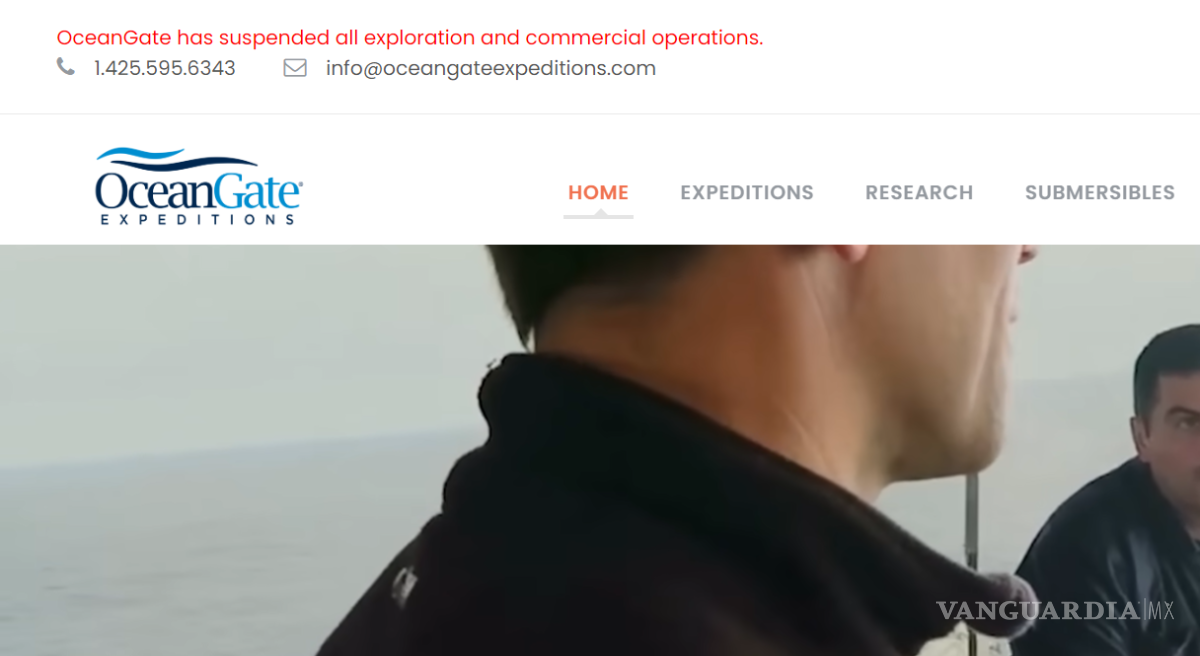 $!Una leyenda en el sitio de OceanGate explica que se han suspendido todos las operaciones comerciales y de exploración.