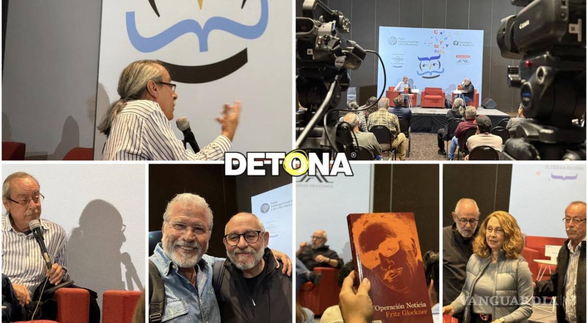$!El libro Operación Noticia, de Fritz Glockner, arriba a la izquierda, fue presentado por Benito Taibo.