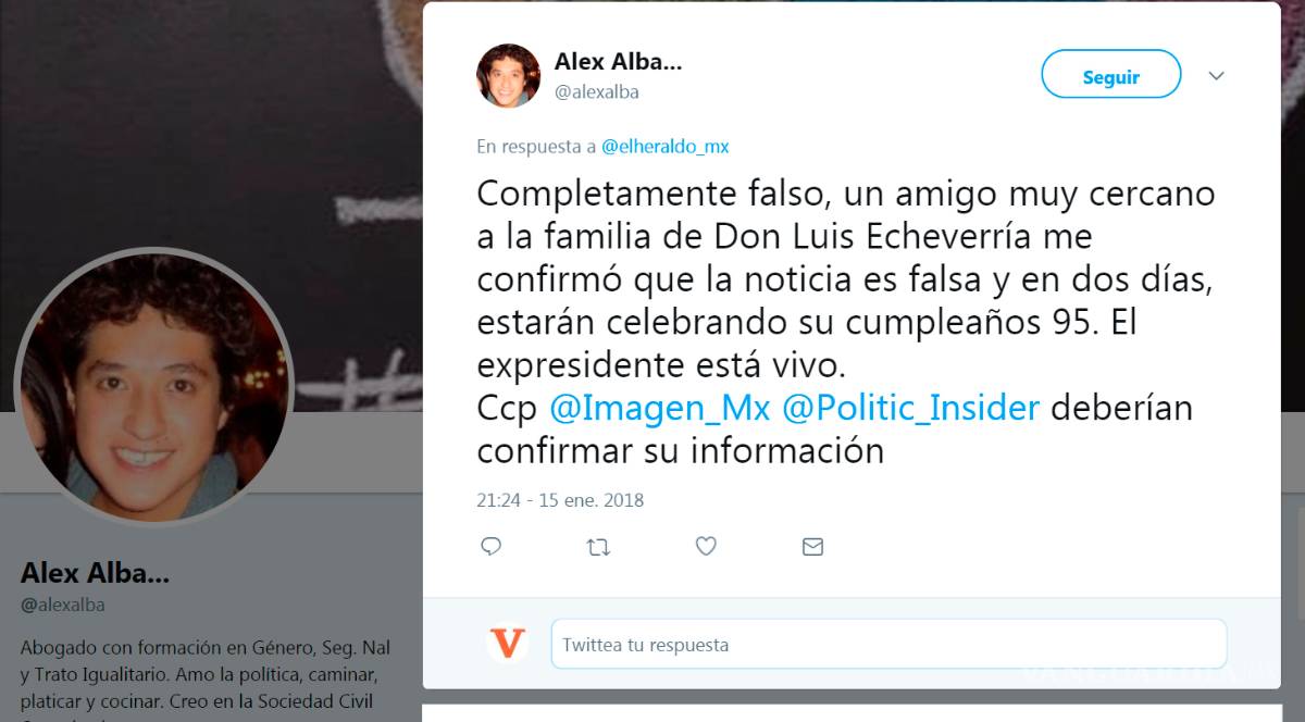 $!"Matan" en redes sociales al expresidente Luis Echeverría Álvarez