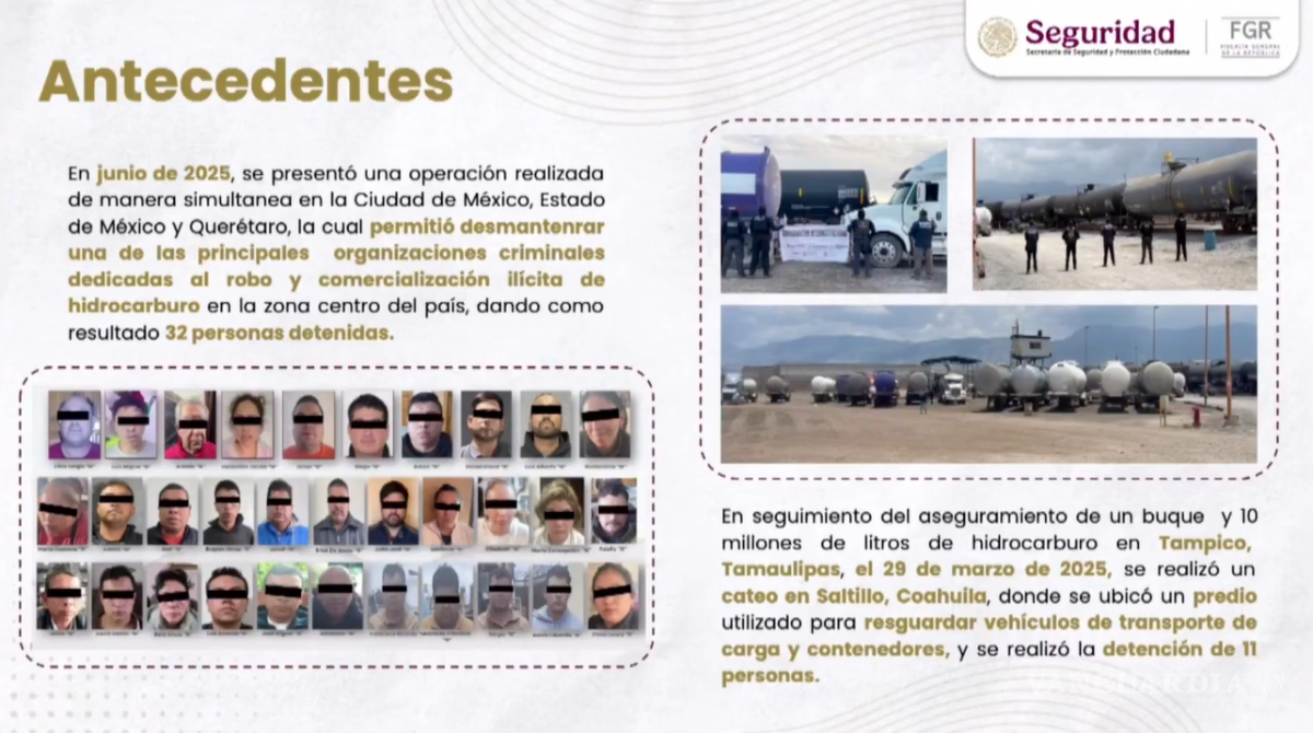 $!FGR desmantela una de las mayores redes de huachicol en México tras decomiso millonario en Tamaulipas