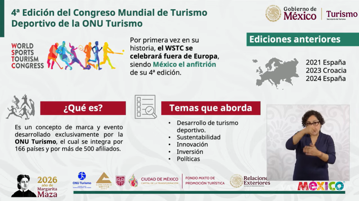 $!México será sede del Congreso Mundial de Turismo Deportivo de ONU Turismo en 2026