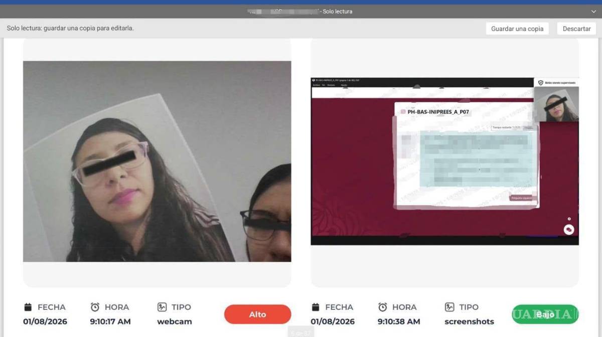 $!La USICAMM difundió la imagen donde se observa a una docente sosteniendo una fotografía de ella para colocarla frente a la cámara mientras la persona sale de cuadro.