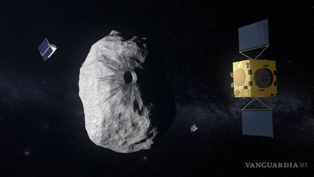 $!Hera en órbita de asteroide impactado por DART (Recreación informática ESA). EFE/ESA
