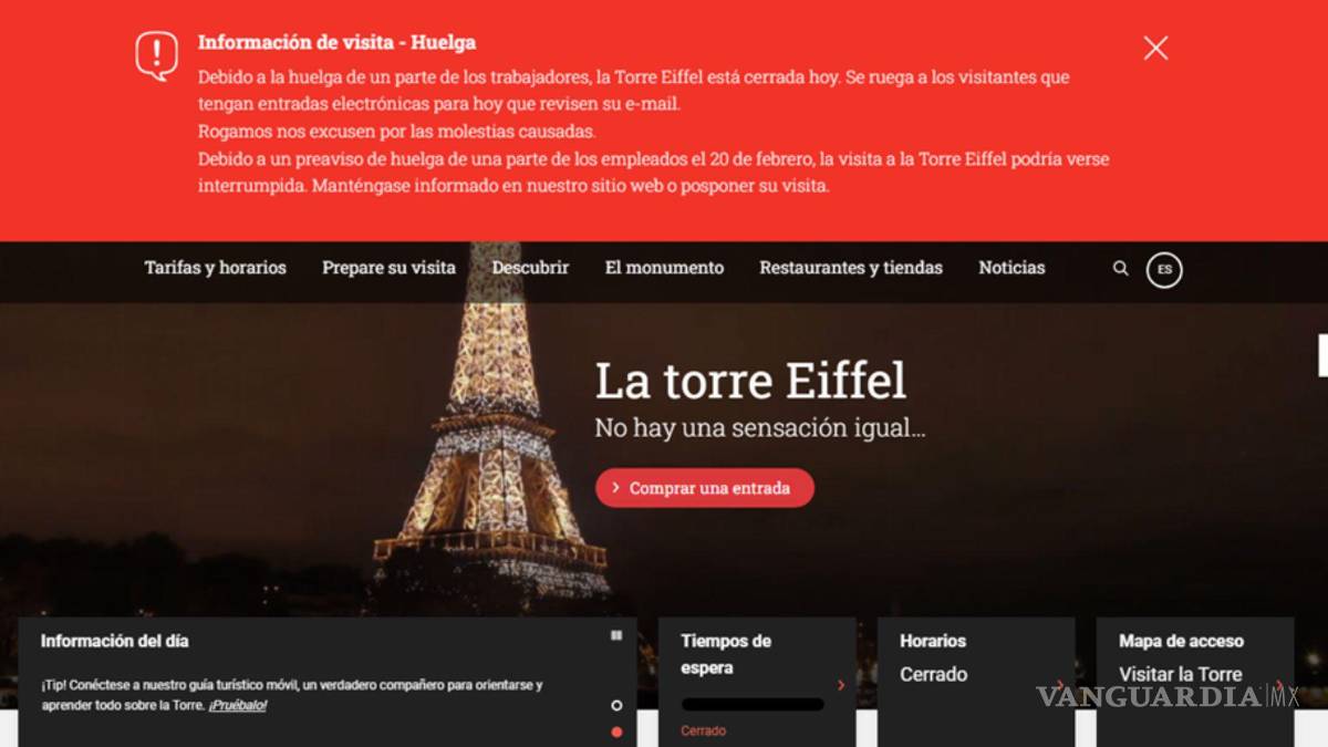 $!Cerrarán la Torre Eiffel por huelgas de los trabajadores