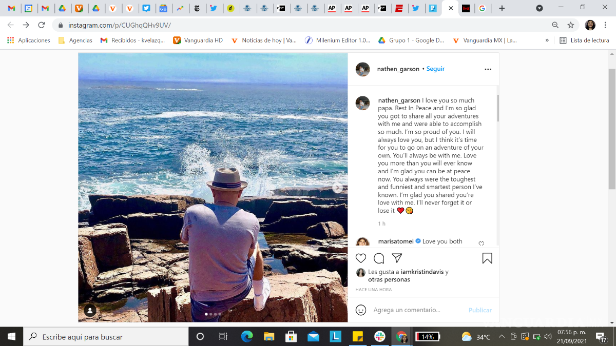 $!“Te amo tanto papá. Descansa en paz y estoy muy contento de que hayas compartido todas tus aventuras conmigo y hayas podido lograr tanto”.