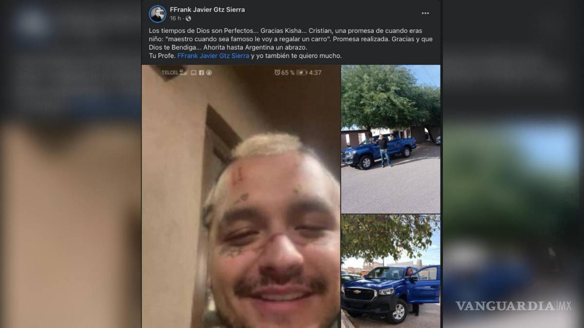 $!“Cuando sea famoso”; Nodal cumple promesa y le regala una camioneta a su maestro de primaria