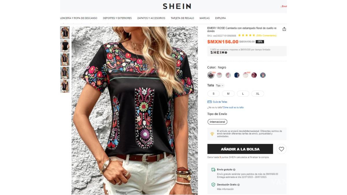 $!El modelo Emery Rose todavía se encuentra disponible en la página de Shein.