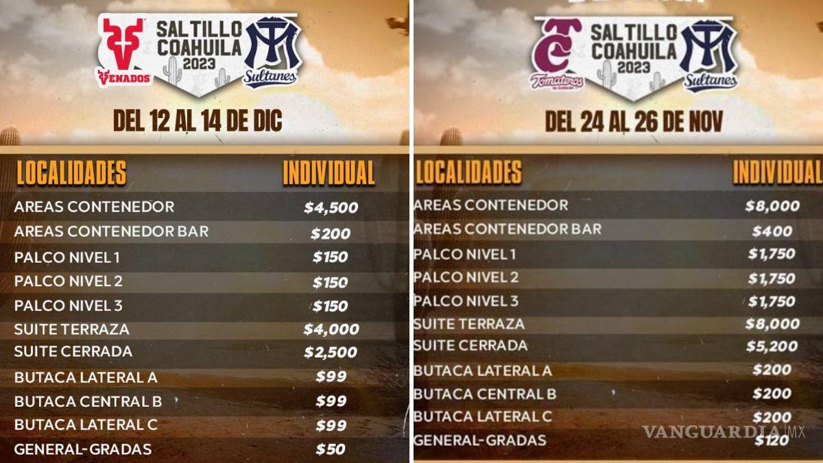 $!De lado izquierdo, se presentan los costos oficiales compartidos por Sultanes para el duelo ante Venados; del derecho, lo mismo pero para la pasada serie ante Tomateros.