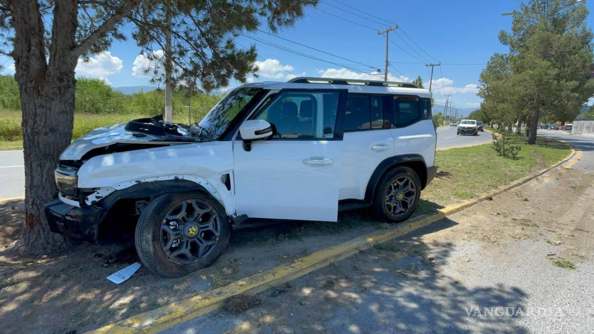 $!El percance dejó daños materiales en la unidad y afectaciones en el arbolado del camellón.
