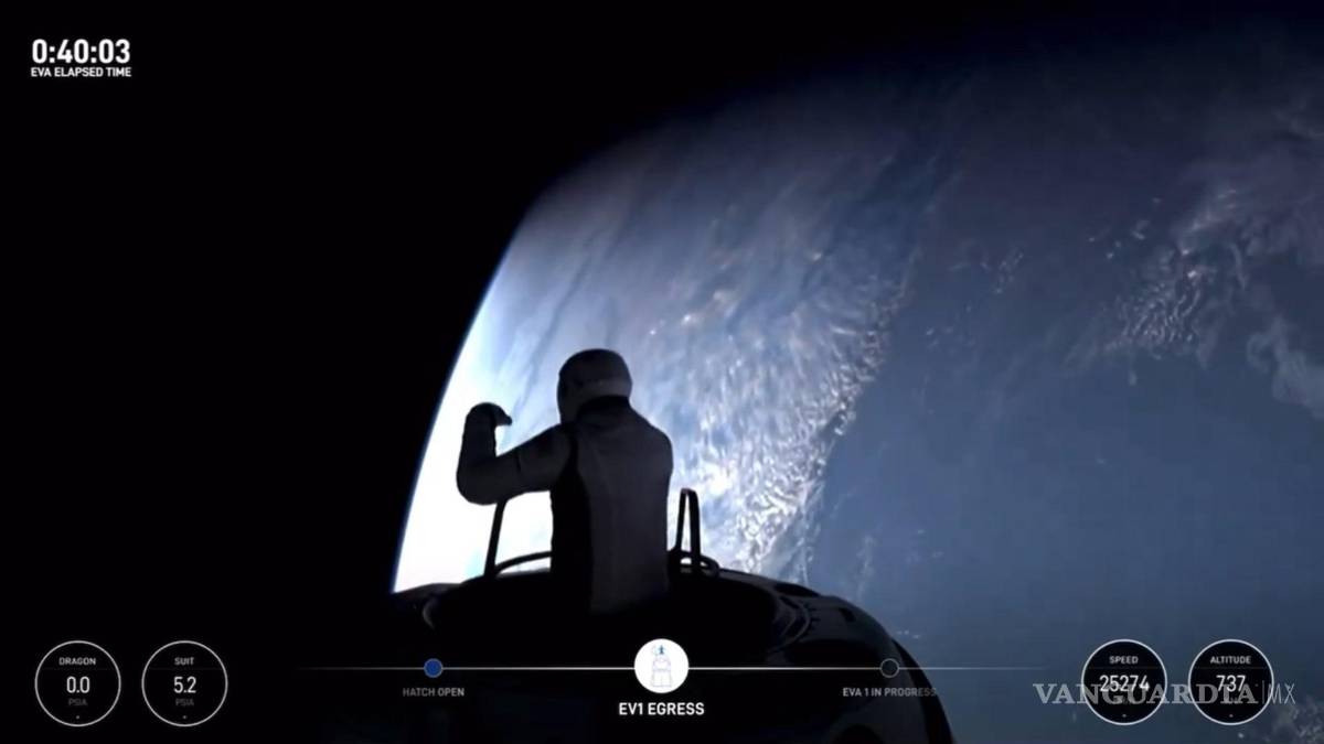 $!La tripulación de Polaris Dawn completó su primera caminata espacial comercial desde la nave espacial Dragon a 738 km sobre la superficie de la Tierra.