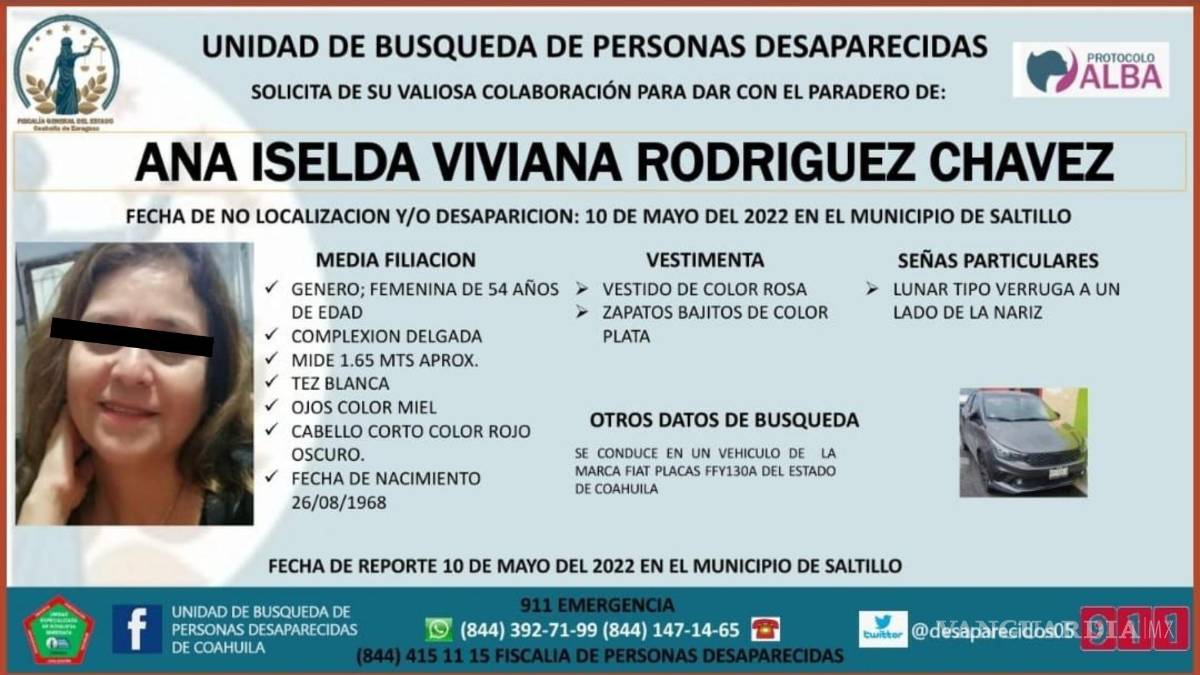 $!Ficha de desaparición de Ana Iselda.