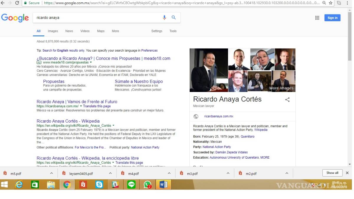 $!Si buscas en Google a AMLO, Anaya o Margarita... ¡aparece Meade!