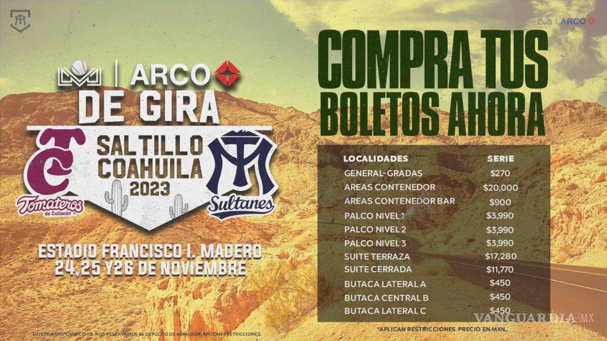 $!Estos serán los costos para ver el enfrentamiento entre los Tomateros y los Sultanes.