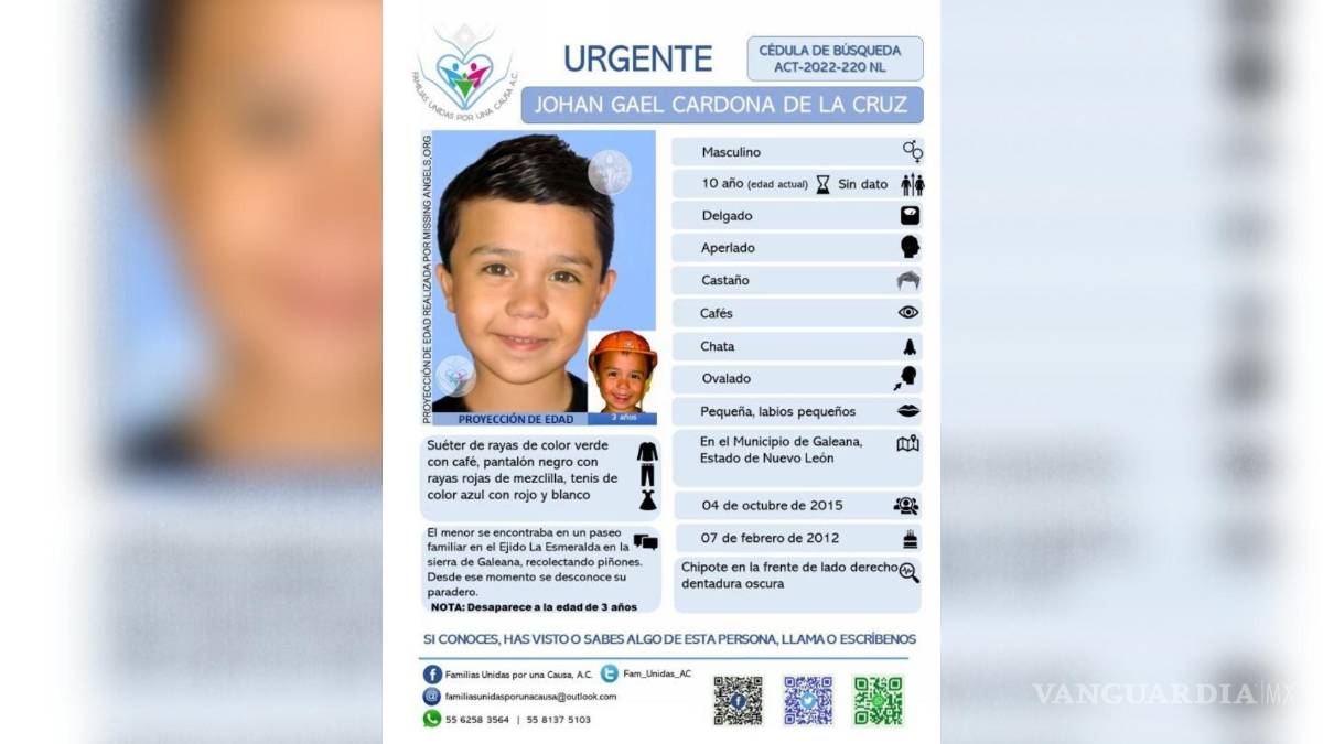 Continúa búsqueda de Johan Gael; colocan cartel en Feria de Saltillo