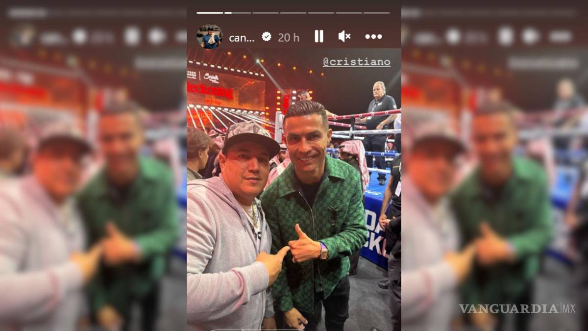$!Cristiano Ronaldo, acudió al evento de boxeo acompañado de su hijo.