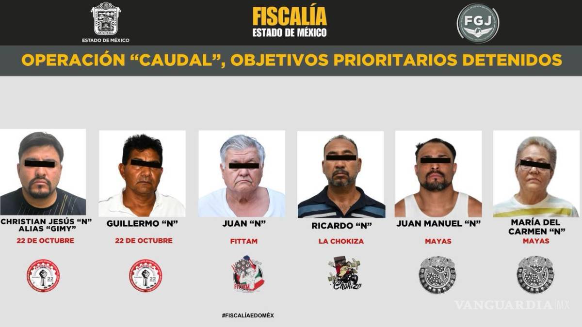 $!La FGJEM informó que las detenciones forman parte de la segunda fase de la Operación “Caudal”, dirigida contra estructuras vinculadas al desvío y comercialización irregular de agua