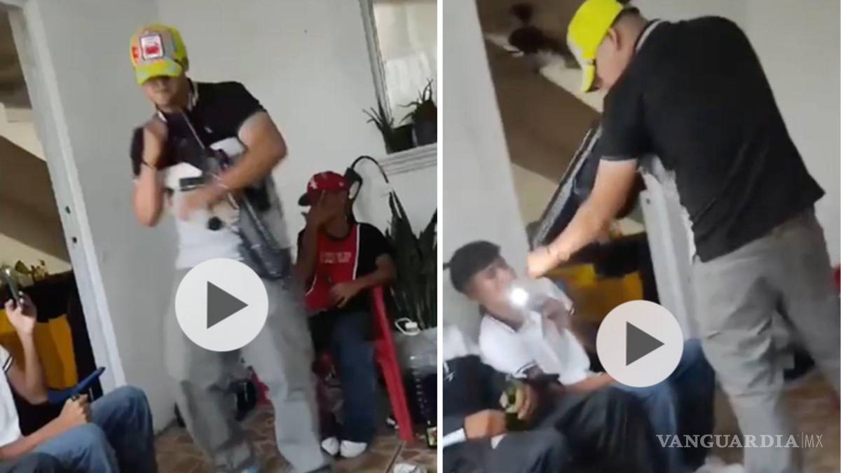 $!Se viraliza video de menor en Saltillo, bailando y apuntando con arma larga