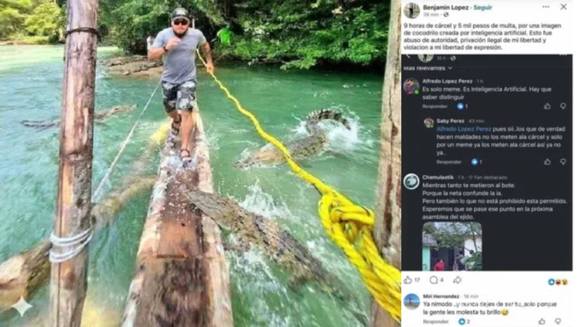 $!Un joven creador de contenido fue detenido por autoridades comunitarias tras publicar un meme en redes sociales.