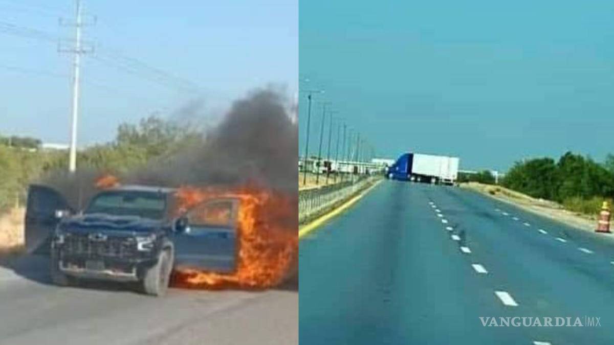 $!Imágenes del bloqueo con tráileres a la carretera a Piedras Negras, a la altura de Nuevo Bayito.