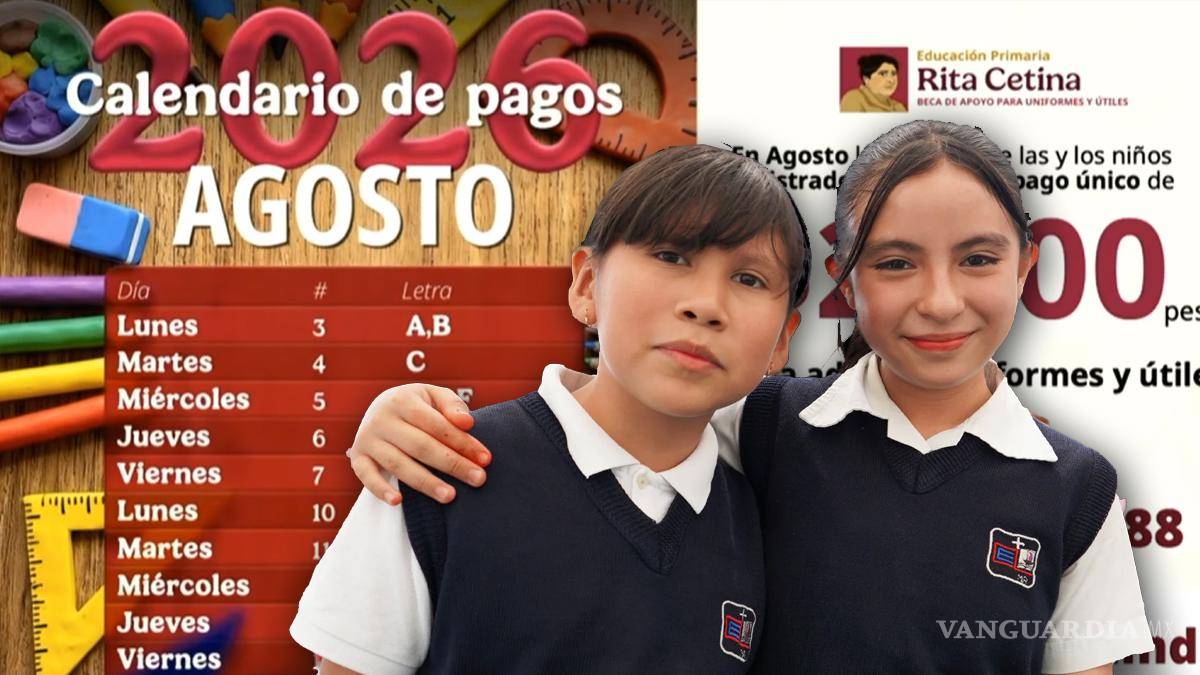 Sheinbaum revela el calendario de pagos de la Beca Rita Cetina; a partir de hoy, pagarán 2 mil 500 pesos anuales a alumnos de primaria, por apellidos