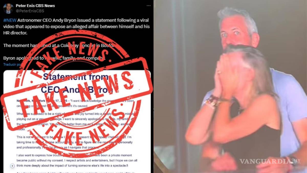 CEO ‘infiel’ se disculpa y se queja de la ‘kiss cam’ de Coldplay... pero es una ‘Fake News’