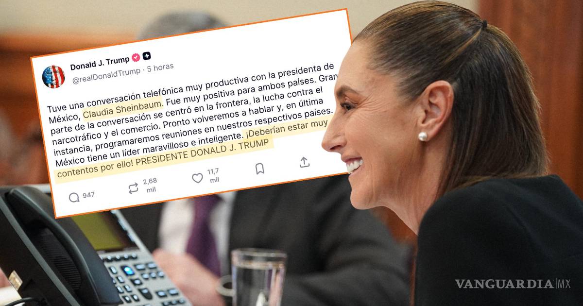 Donald Trump elogia a Sheinbaum tras llamada: ‘México tiene una líder maravillosa’