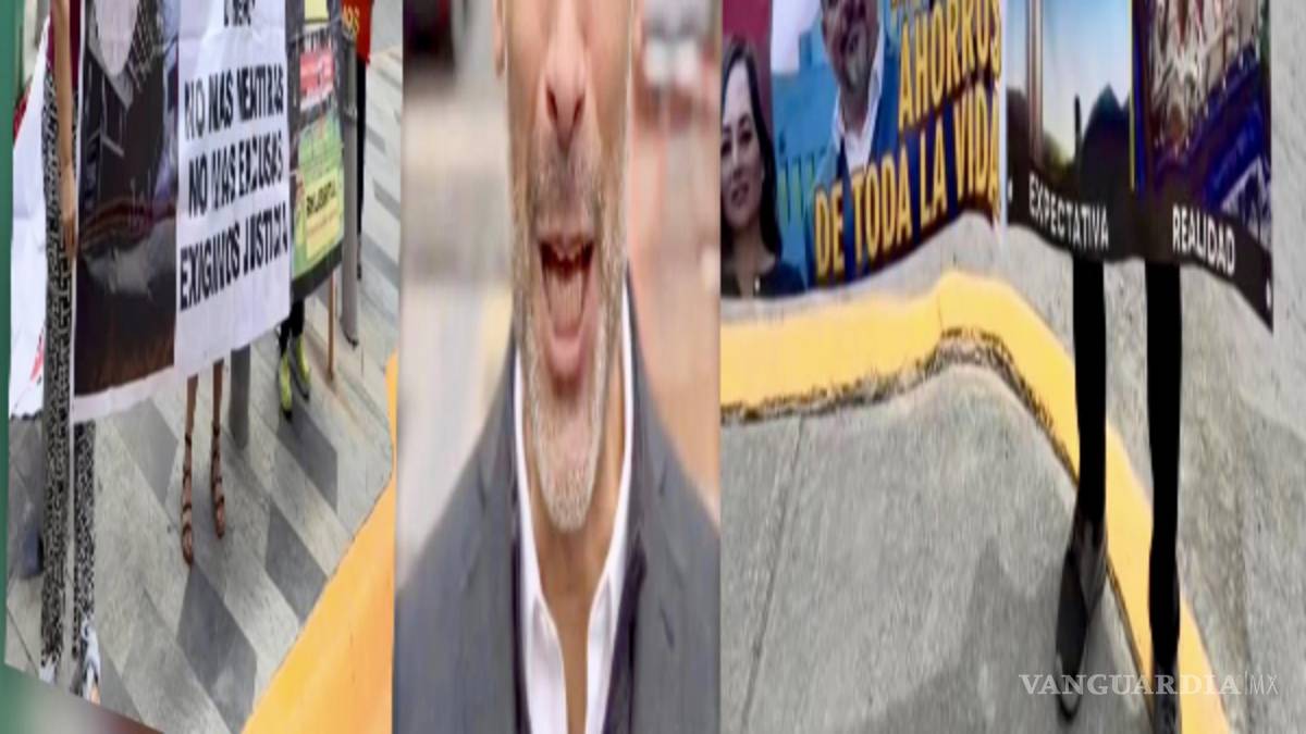 $!Un día después de que Miguel Treviño alardeara de las becas del ITESM a SPGG, a 2 cuadras le armaron esta protesta contra los Lobatón, cómplices suyos en el desorden urbano.