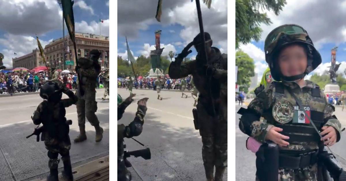 Soldado de Fuerzas Especiales rompió filas en desfile para darle insignia a una niña en CDMX | video