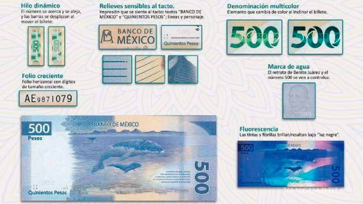 $!Nuevo billete de 500 tiene estas características de seguridad