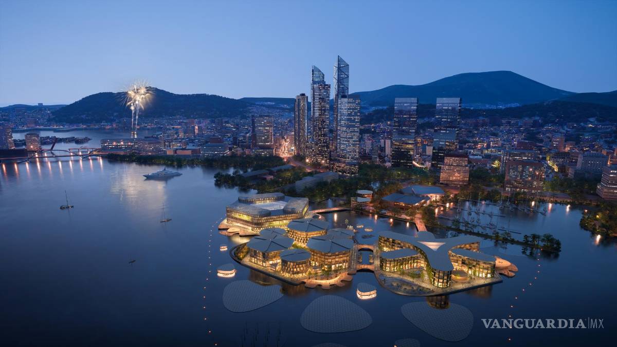 $!Oceanix Busan, vista aérea nocturna.