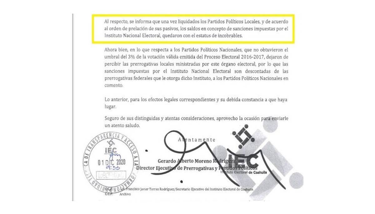 $!El negocio redondo de los minipartidos en Coahuila: desfalcan, pierden el registro y reviven