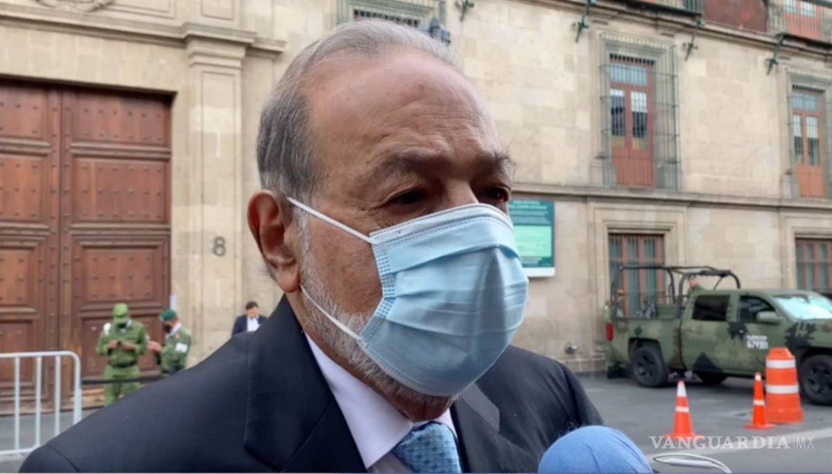 $!Imagen del 29 de junio de 2021. Carlos Slim Helú, presidente vitalicio de Grupo Carso se reunió con Andrés Manuel López Obrador en Palacio Nacional.