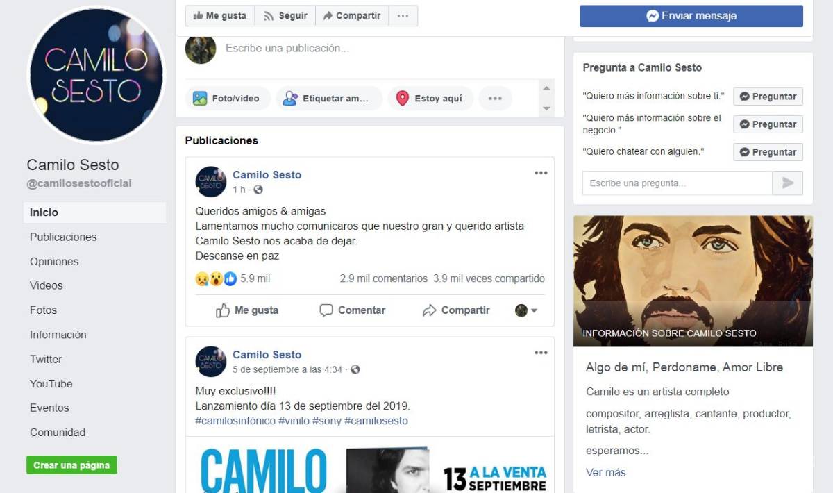 $!Muere otro grande: Camilo Sesto (1946-2019)