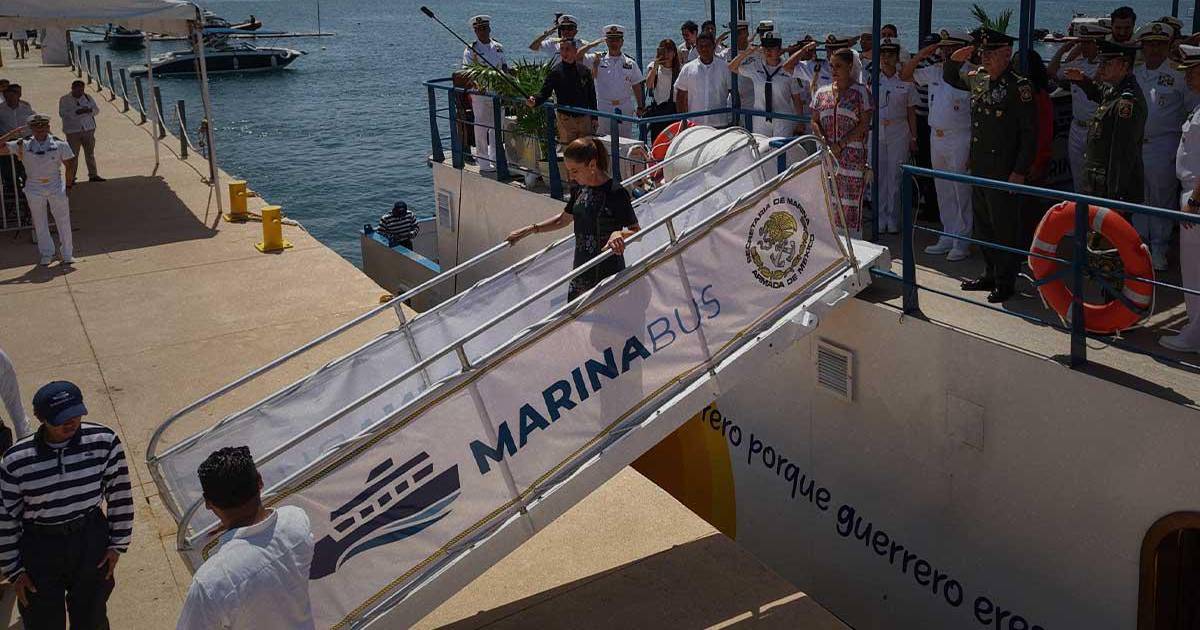Sheinbaum inaugura ‘Marinabus’, transporte turístico en Acapulco