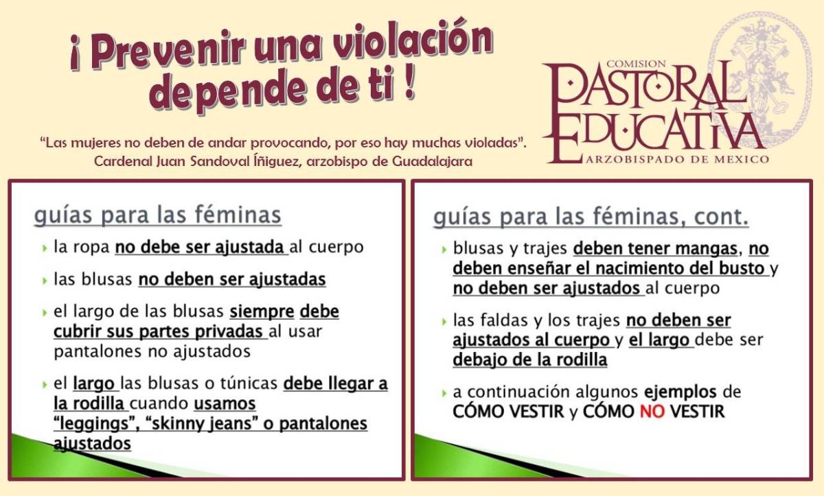 $!Si usas ropa ajustada serás violada: Arquidiócesis de México