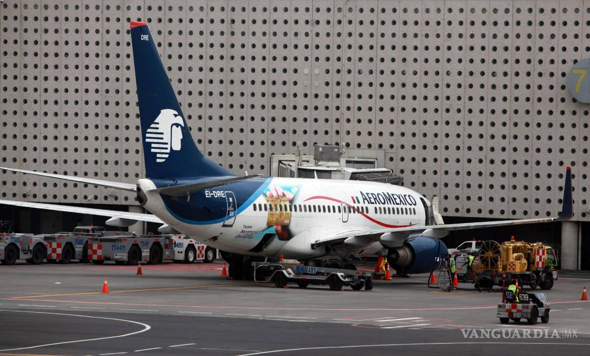 $!Un avión de Aeroméxico estacionado en el Aeropuerto Internacional de la Ciudad de México (México). EFE/Sáshenka Gutiérrez