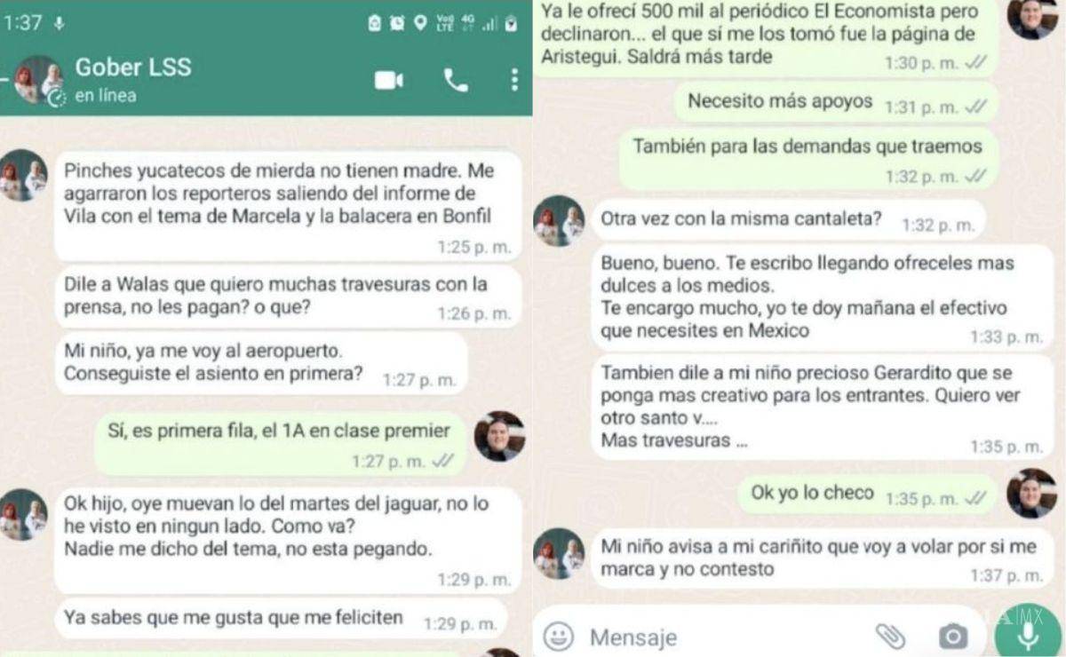 $!Conversaciones entre Layda Sansores San Román y Axel Rubio, su secretario particular.