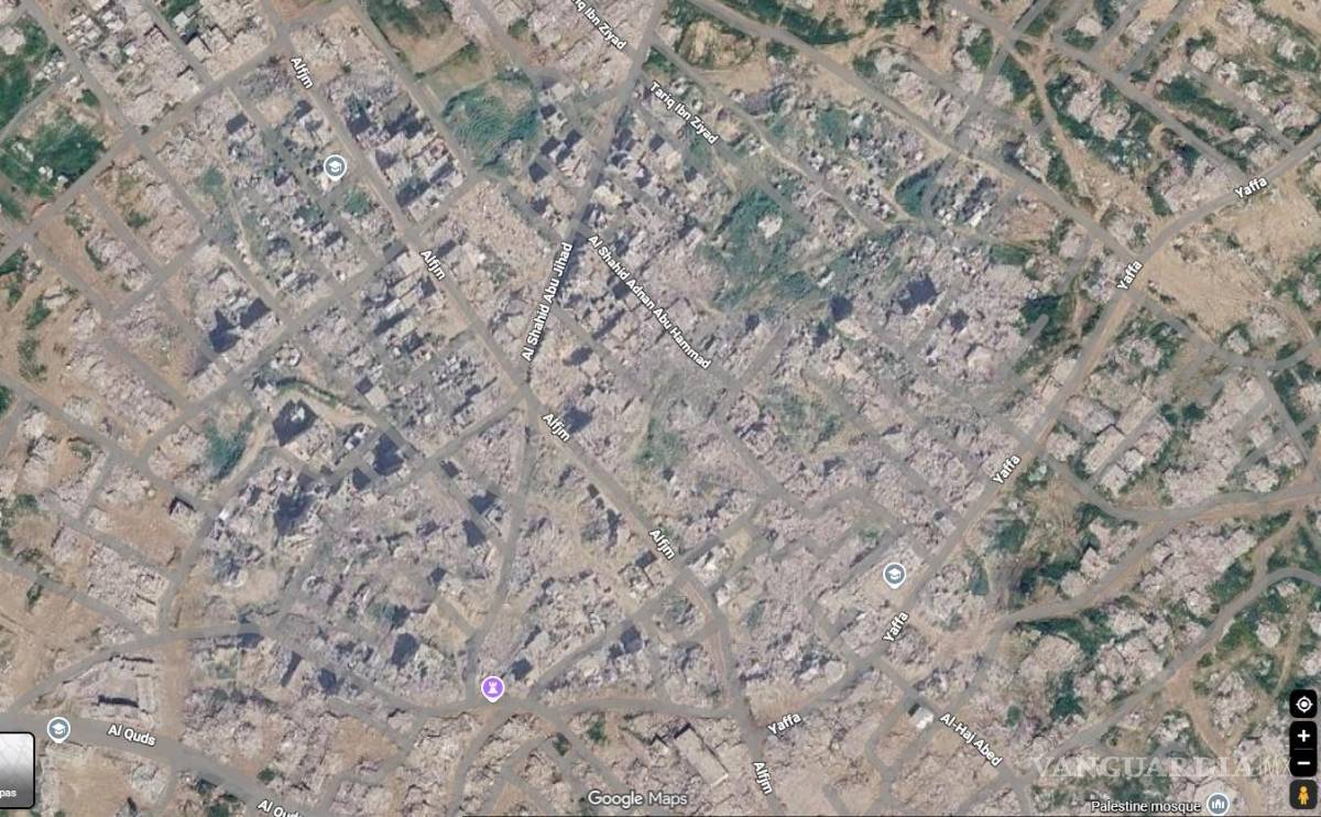 $!Google Maps publicó imágenes tomadas a principios de 2026 de la Franja de Gaza. En la imagen se muestra la destrucción en la ciudad de Jan Yunis.