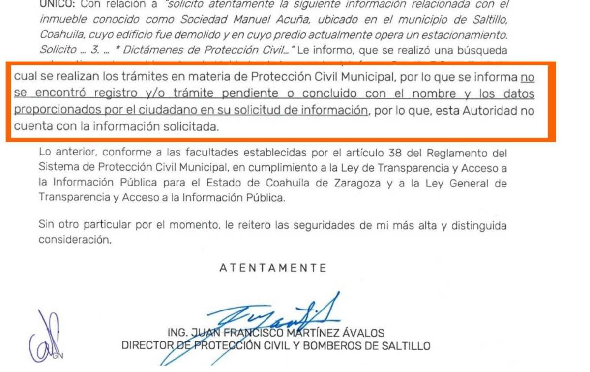 $!Protección Civil afirmó que no encontró registros con los datos proporcionados por el solicitante.