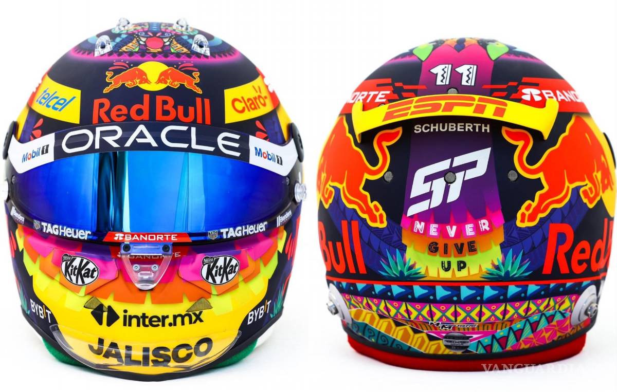 $!En la parte de atrás del casco, con papel picado, se puede leer la leyenda “¡Never Give Up!”.