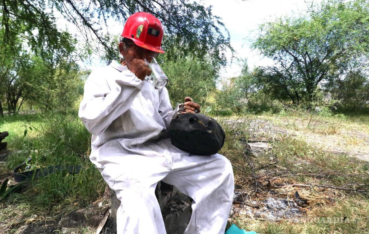 $!Don Goyo se ha convertido en un experto de las abejas y cuenta con todo su equipo para atender su apiario.