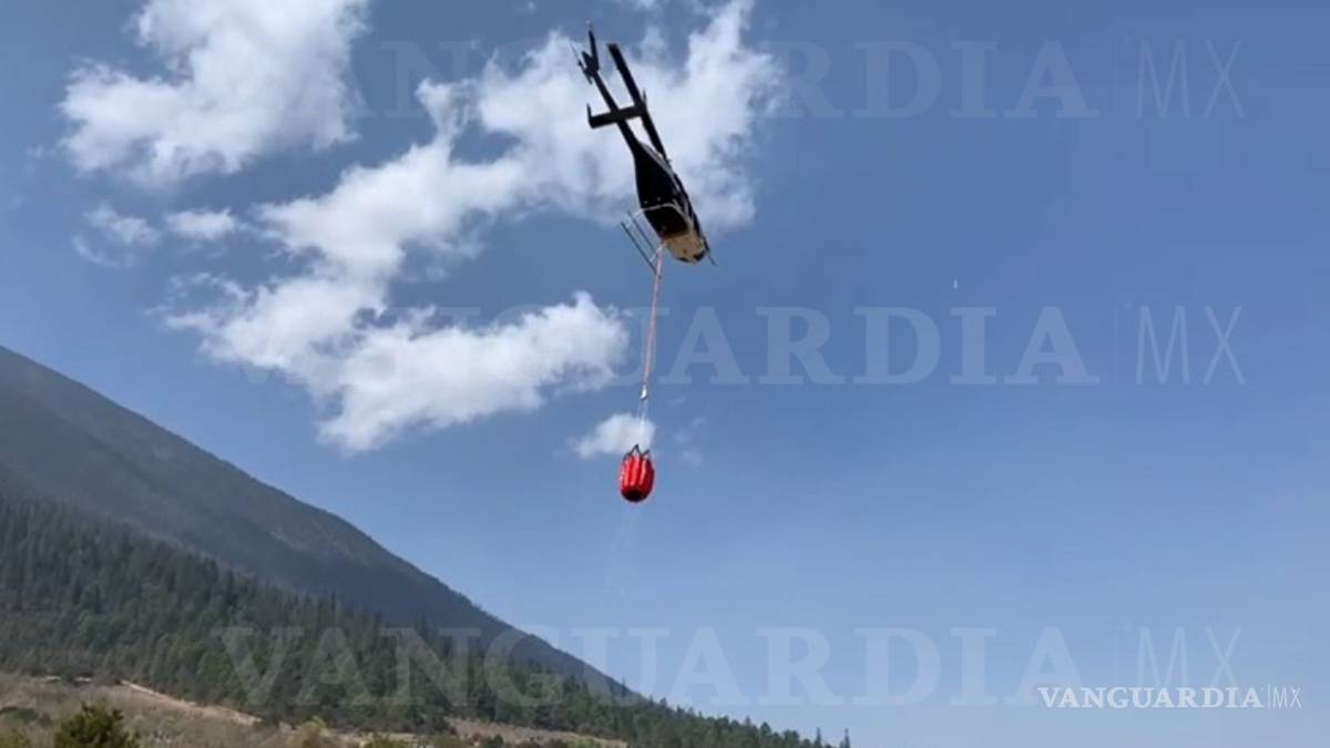 Combaten con helicópteros incendio de Arteaga, 643 personas trabajan en tierra