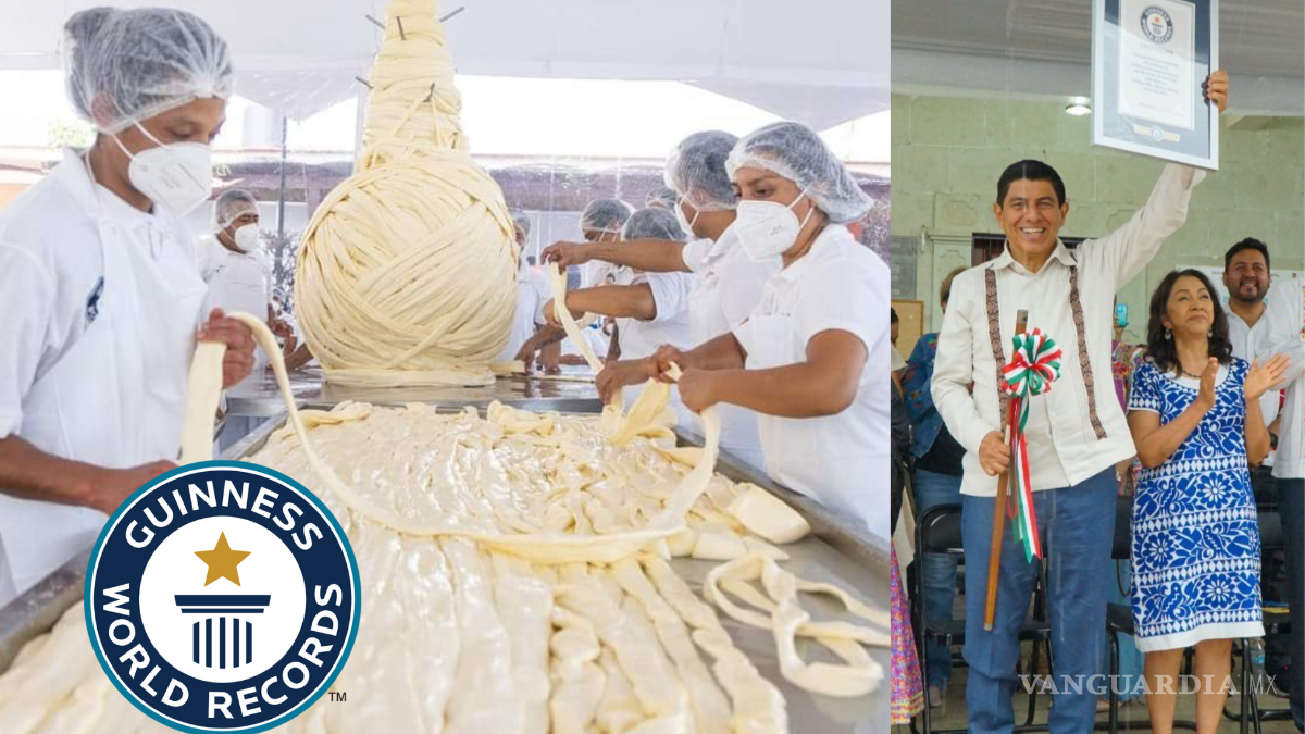 México rompe récord Guinness con el quesillo más grande del mundo en Reyes Etla, Oaxaca