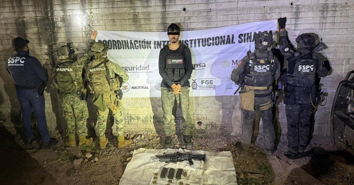 Cae integrante de ‘Chapitos’ en Sinaloa; aseguran arsenal y droga