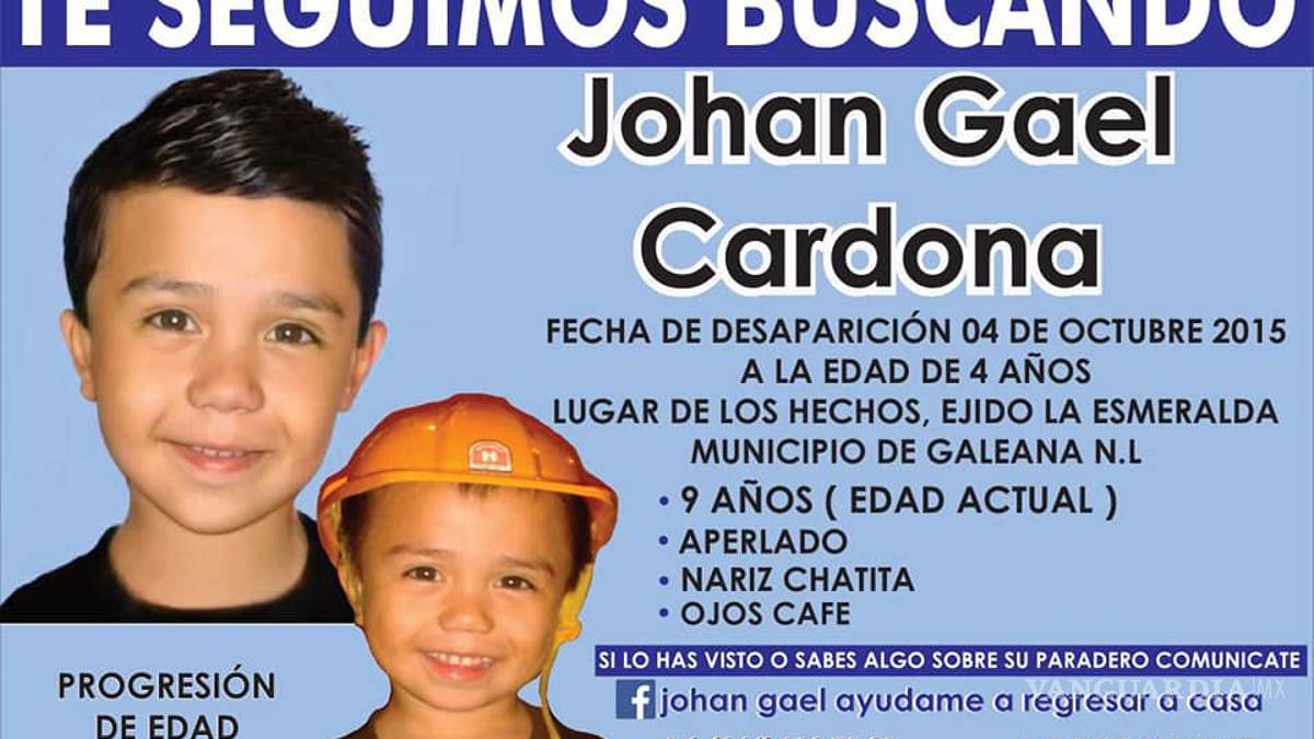 Johan Gael de 4 años desapareció hace 6 años; su familia de Saltillo no lo deja de buscar