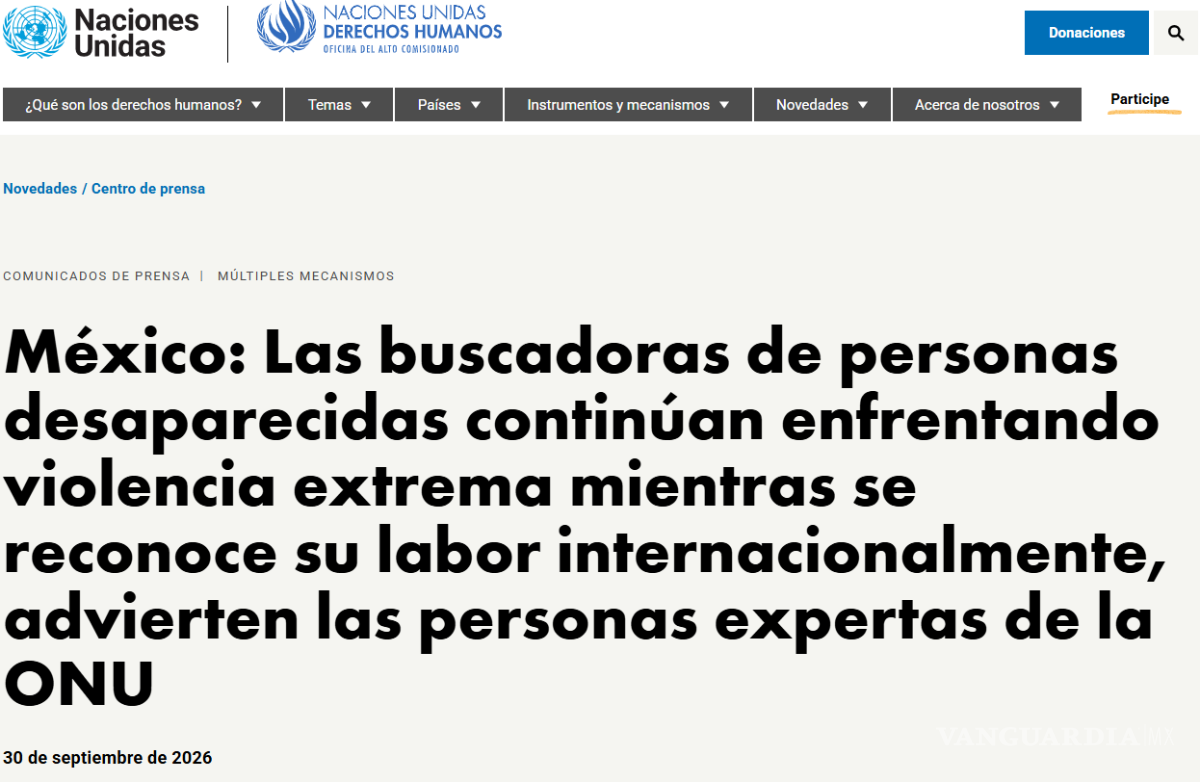 $!ONU pide a México proteger a mujeres buscadoras ante violencia extrema y asesinatos
