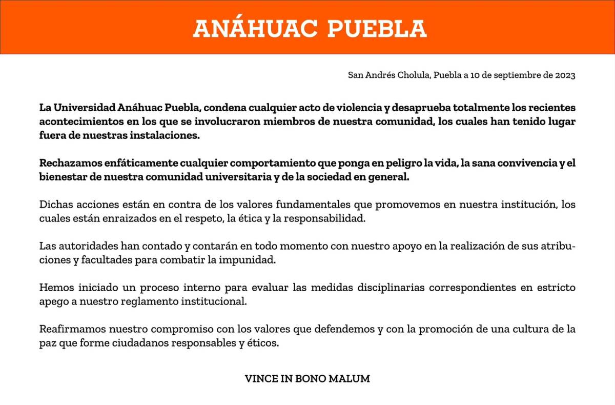 $!La universidad desaprobó cualquier muestra de violencia ejercida por sus estudiantes