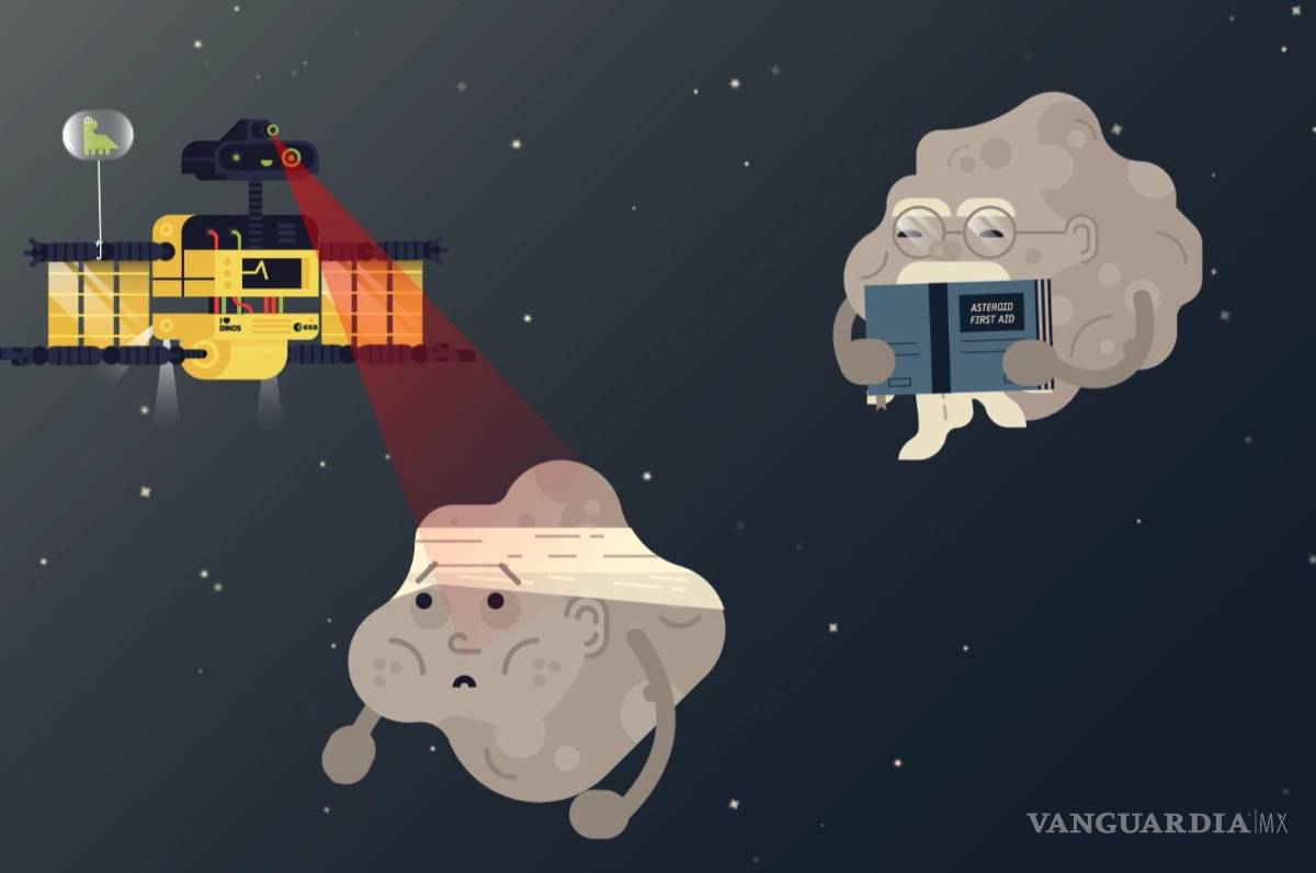 $!Hera examina la superficie de Dimorphos, incluido el cráter dejado por DART. (Ilustración ESA). EFE/ESA