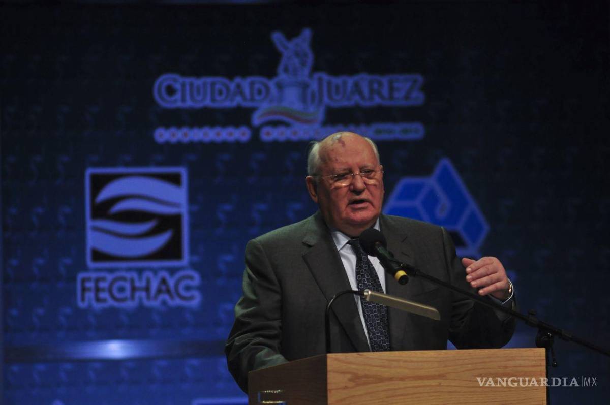 $!17de octubre de 2011. Mijail Gorbachov, ex presidente de la Unión Soviética y Premio Nobel de la Paz, en su conferencia en Ciudad Juárez, Chihuahua.