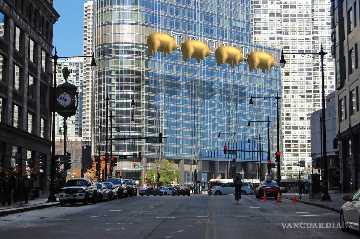 $!Buscarán cubrir el nombre de Trump con cerdos dorados